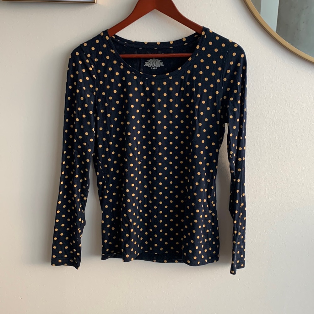 Navy + yellow polka dots long sleeve